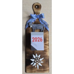 Kalender 2025 auf Brettchen Edelweiss hellblau 2