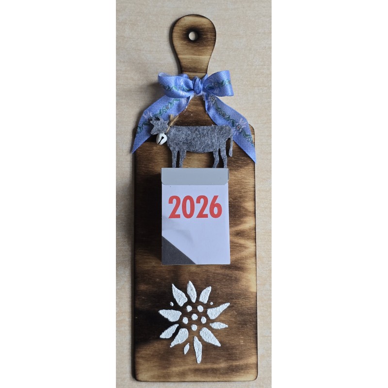 Kalender 2025 auf Brettchen Edelweiss hellblau 2
