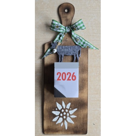 Kalender 2025 auf Brettchen Edelweiss grün