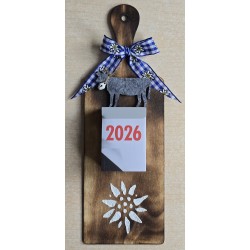 Kalender 2025 auf Brettchen Edelweiss blau