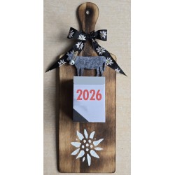 Kalender 2025 auf Brettchen Edelweiss schwarz