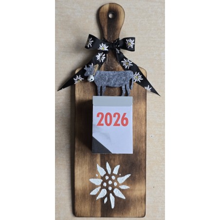 Kalender 2025 auf Brettchen Edelweiss schwarz