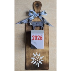 Kalender 2025 auf Brettchen Edelweiss hellblau