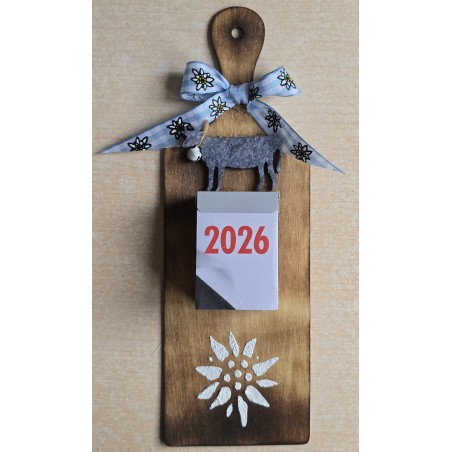 Kalender 2025 auf Brettchen Edelweiss hellblau