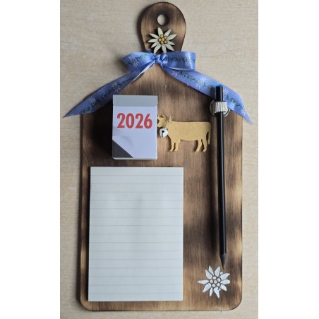 Brettchen mit Notizblock/Kalender 2026 und Bleistift hellblau 1