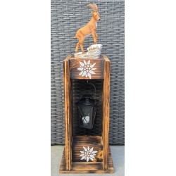 Paletten Deko geflammt Edelweiss /Steinbock