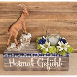 Teelicht Balken "Heimat-Gefühl" /Steinbock