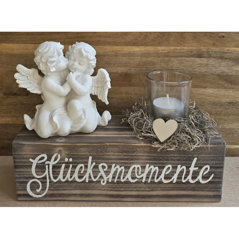 Teelicht Balken "Glücksmomente" /Engel