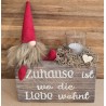 Teelicht Balken "Zuhause..... " /Wichtel rot