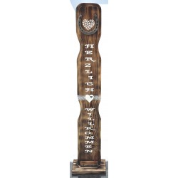 Schild stehend geflammt " Herzlich Willkommen" /Hufeisen