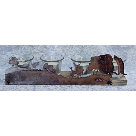 Teelicht Balken Metall Motiv Hirsch/rosteffekt