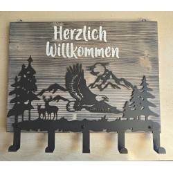 Garderobe Adler/Hirsche "Herzlich Willkommen"