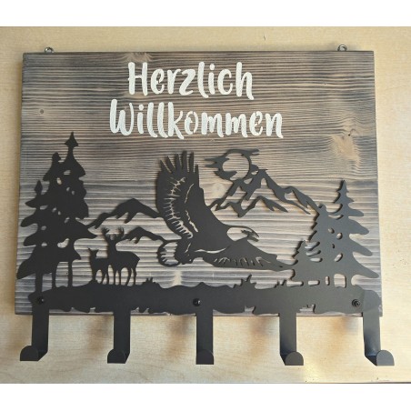 Garderobe Adler/Hirsche "Herzlich Willkommen"