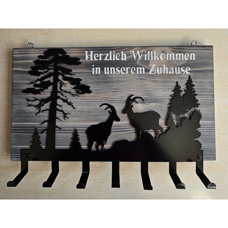 Garderobe Steinböcke "Herzlich Willkommen in unserem Zuhause"