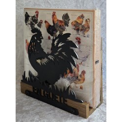 Servietten-Halter Hahn " EN GUETE " Schoko Eiche