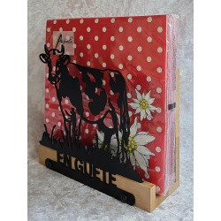 Servietten-Halter Kuh " EN GUETE " Natur