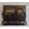 Servietten-Halter Hirsch " EN GUETE " Schoko Eiche