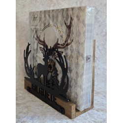 Servietten-Halter Hirsch " EN GUETE " Schoko Eiche