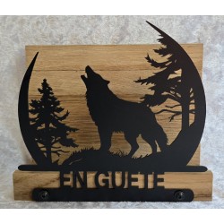 Servietten-Halter Wolf " EN GUETE " Eiche