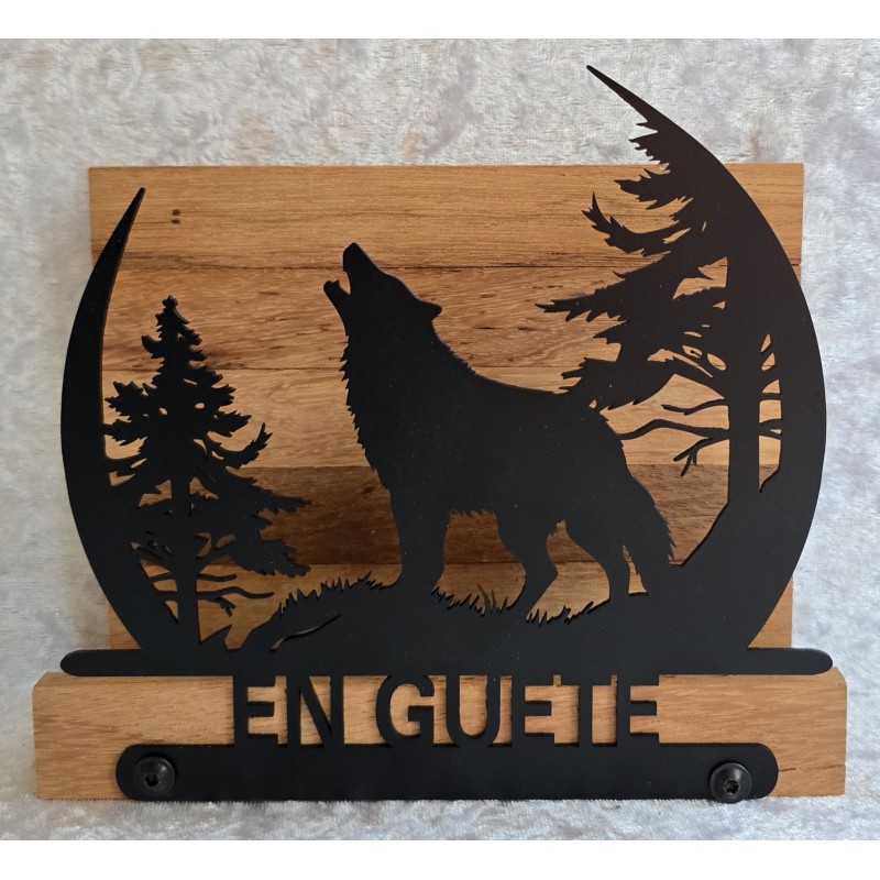 Servietten-Halter Wolf " EN GUETE " Rote Eiche