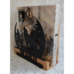 Servietten-Halter Wolf " EN GUETE " Rote Eiche