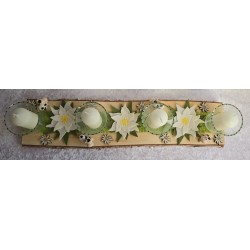 Kerzen Brett Edelweiss und Kühe hellgrün