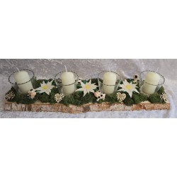 Kerzen Brett Edelweiss und Kühe dunkelgrün