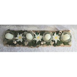 Kerzen Brett Edelweiss und Kühe dunkelgrün