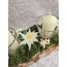 Kerzen Brett Edelweiss und Kühe dunkelgrün