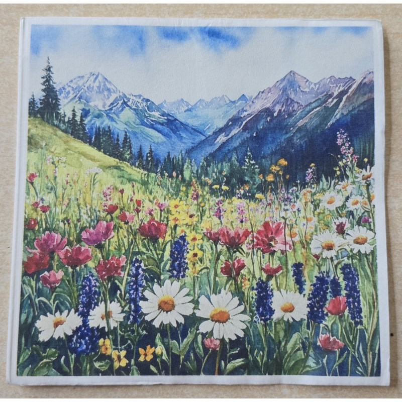 Serviette Blumenwiese/Berge