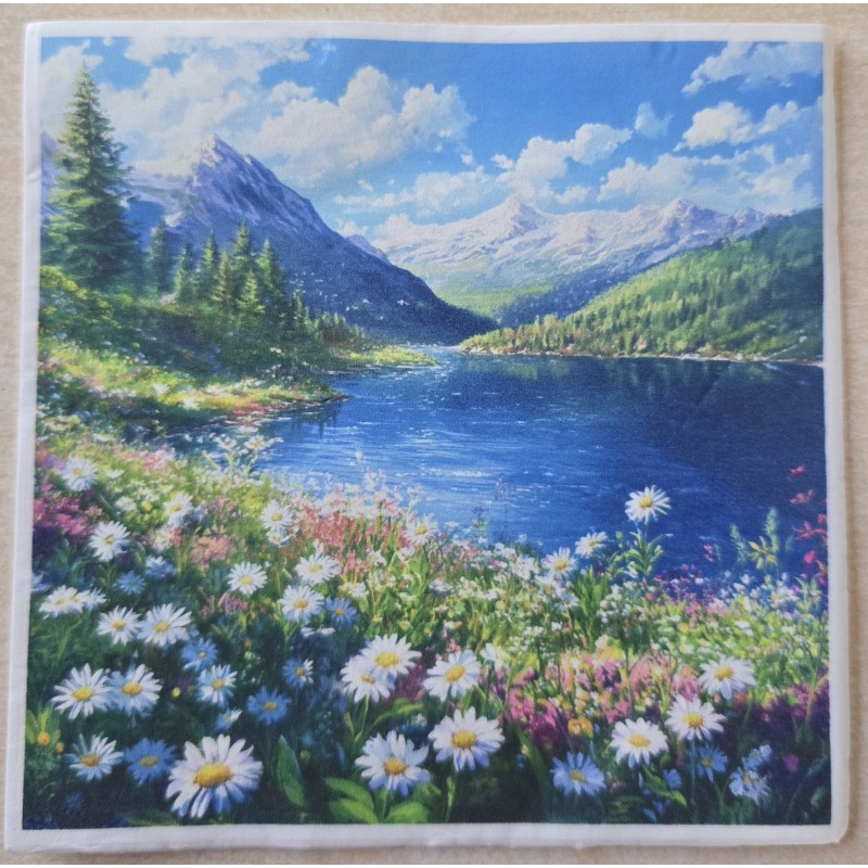 Serviette Blumenwiese/Berge/See