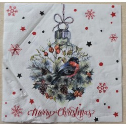 Serviette Weihnachts Kugel mit Vogel