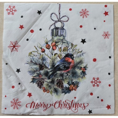Serviette Weihnachts Kugel mit Vogel