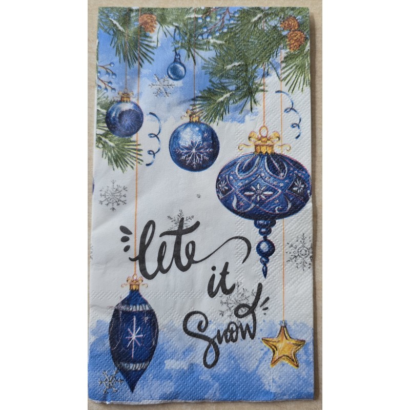 Serviette Weihnachts Kugeln blau
