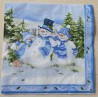 Serviette Schneemann Familie blau
