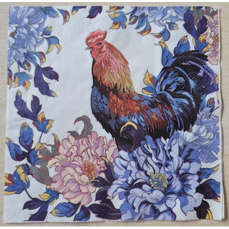 Serviette Hahn blau