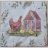Serviette Henne/Küken/Stall