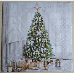 Serviette Weihnachtsbaum grün/beige