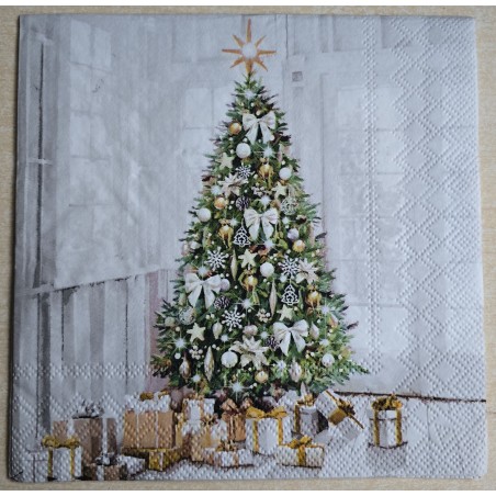Serviette Weihnachtsbaum grün/beige