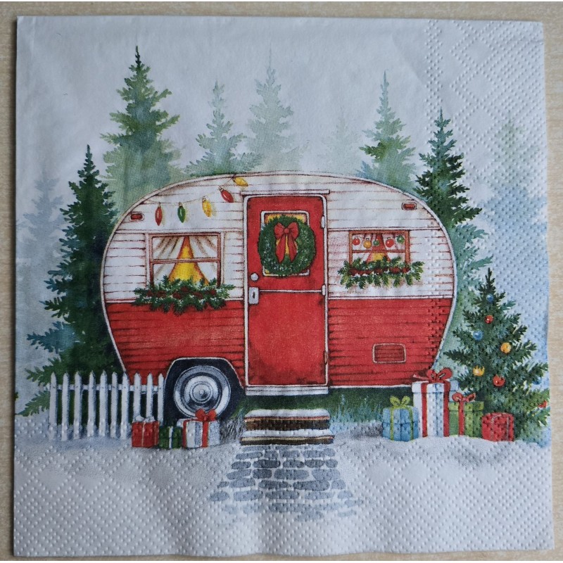 Serviette Weihnachts Wohnwagen