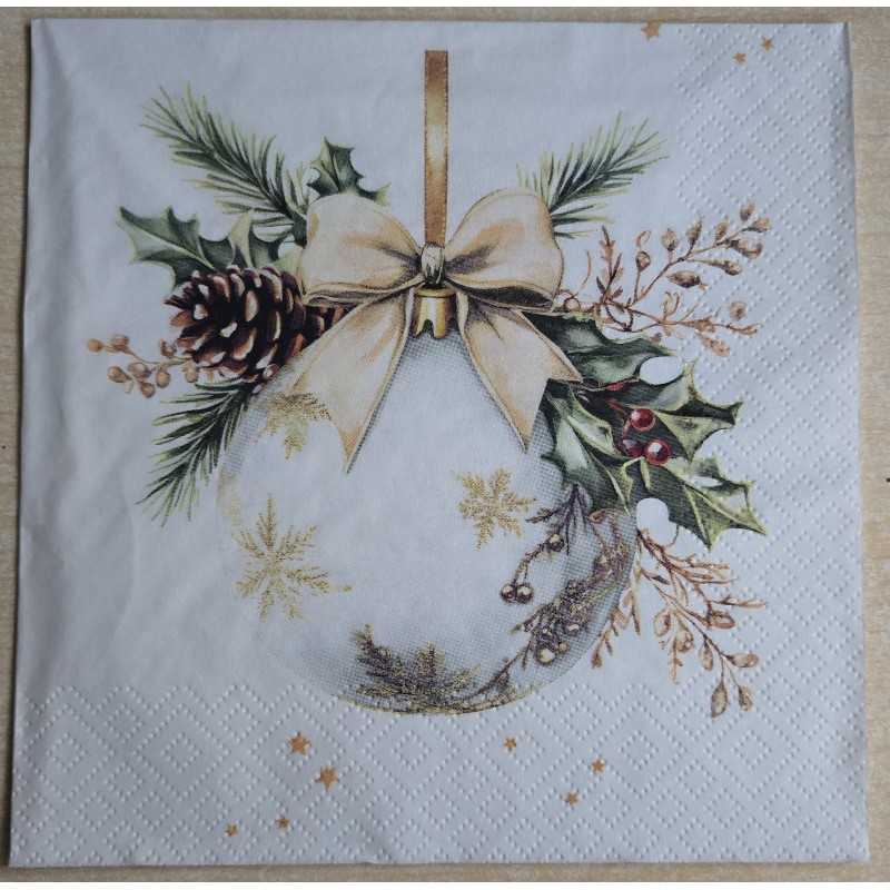 Serviette Weihnachts Kugel weiss