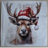 Serviette Hirsch mit Weihnachtsmüze