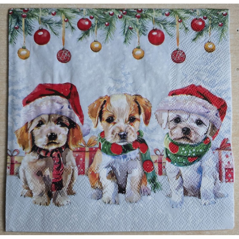 Serviette Drei Weihnachts Hunde