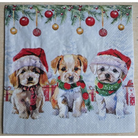 Serviette Drei Weihnachts Hunde