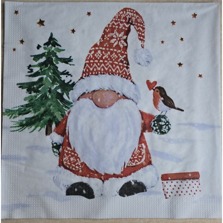 Serviette Wichtel/Vogel/Geschenk