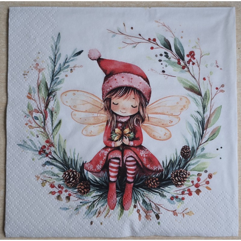 Serviette Elfe/Tannenzapfen