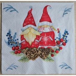 Serviette Zwei Wichtel/Tannenzapfen