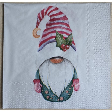 Serviette Wichtel grün/rot