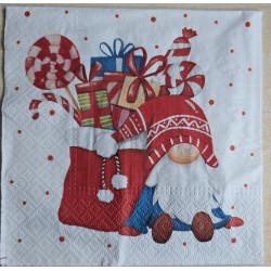 Serviette Wichtel mit Geschenken
