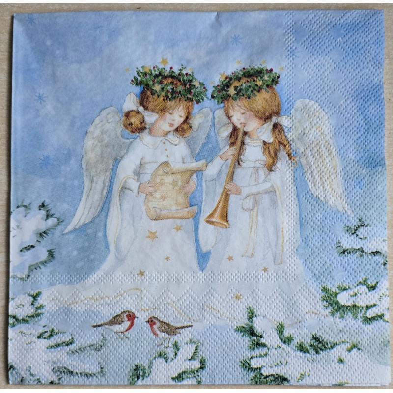 Serviette Zwei Engel/Vögel